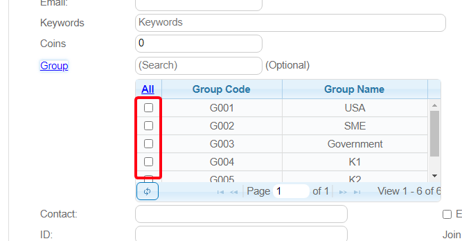 選擇該客戶的組別 選擇該客戶的組別