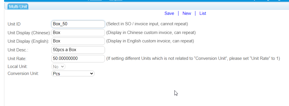 輸入單位比率,對應單位和其他資料 輸入單位比率,對應單位和其他資料